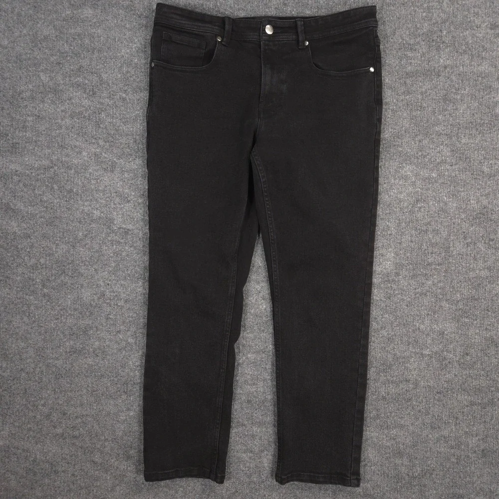 Under 5'10 Jeans‎ Mens 32X28 Black Tapered Stretch 5 Pocket Dark Wash Denim